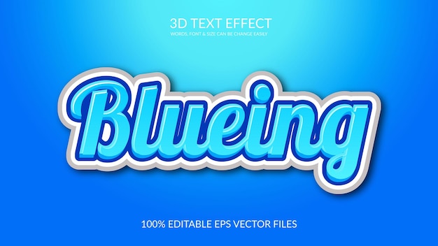 Blueing 3D 벡터 완전히 편집 가능한 텍스트 효과