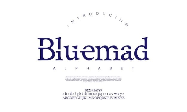 Bluemad creatief modern stedelijk alfabet lettertype Digitale abstracte moslim futuristische modesport minimaal