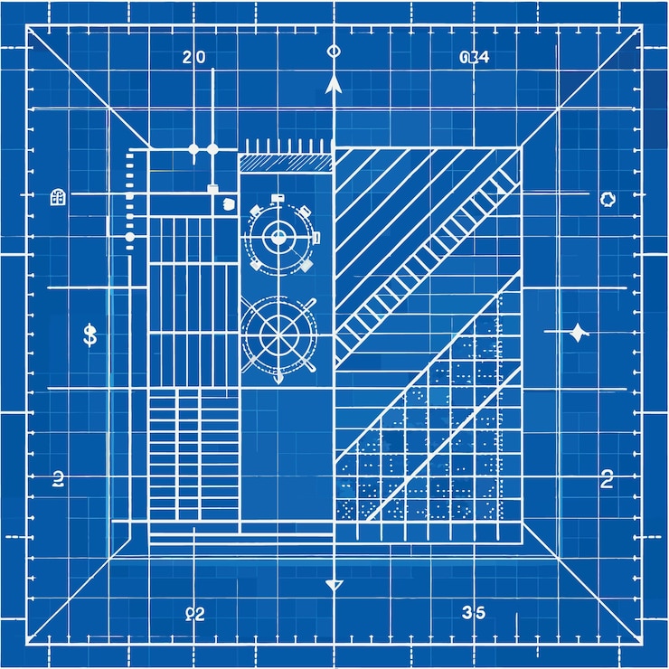 Vector blueprint graph paper seamless pattern ruled millimeter grid for architect background