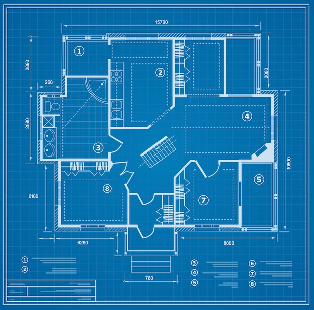 Vector blueprint house plan drawing. figure of the jotting