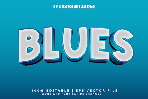 blues 3d editable text effect vector