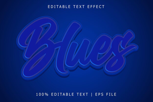 Blues editable text effect 3 dimension emboss simple style