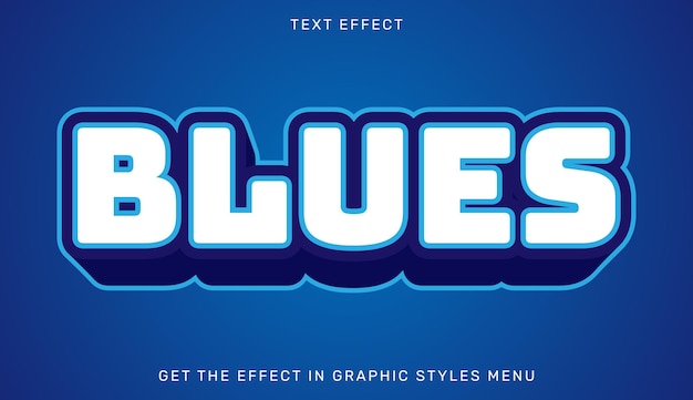 Vector blues editable text effect in 3d style