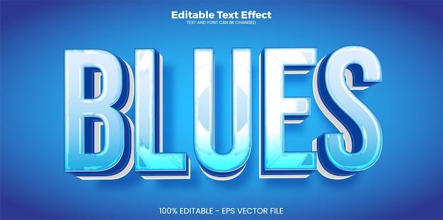 Vector blues editable text effect in modern trend style