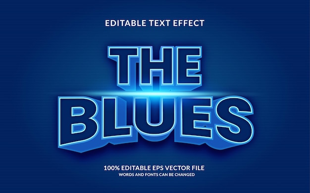 Vector the blues editable text effect