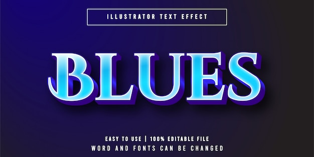 Vettore blues, elegante stile grafico effetto testo di lusso