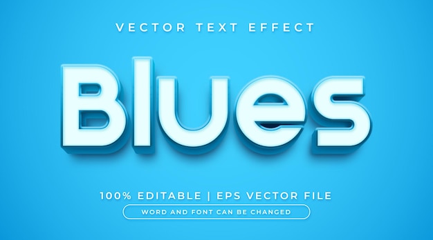 Blues text, 3d bold editable text effect style