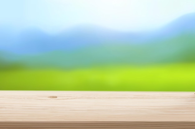 Vector blur background with wood tabletop