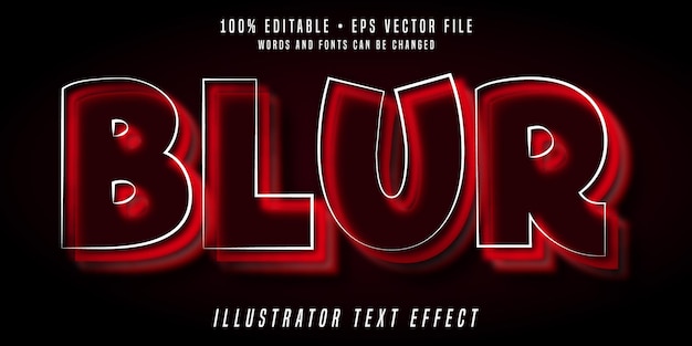Размытие редактируемого текстового эффекта Красный стиль 3d шрифт