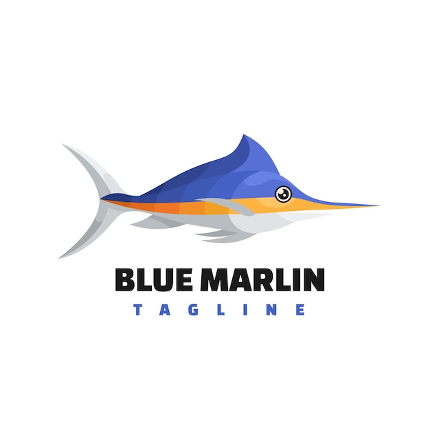 blur marine fish mascot logo