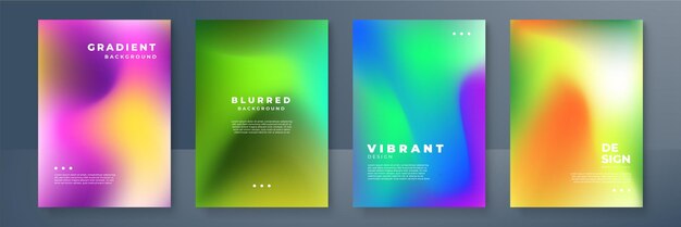 Blurred backgrounds set with modern abstract blurred color gradient patterns templates collection for brochures posters banners flyers and cards vector illustration