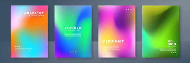 Vector blurred backgrounds set with modern abstract blurred color gradient patterns templates collection for brochures posters banners flyers and cards vector illustration