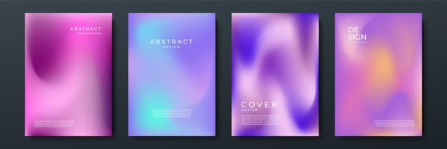 Blurred backgrounds set with modern abstract blurred color gradient patterns on white Smooth templates collection for brochures posters banners flyers and cards Vector illustration