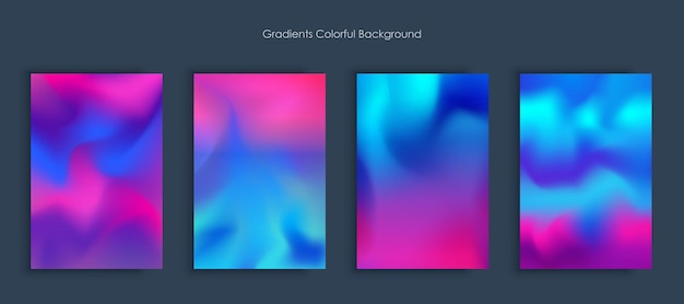 Blurred backgrounds set with modern abstract blurred light color gradient patterns smooth templates collection for brochures posters banners flyers and cards