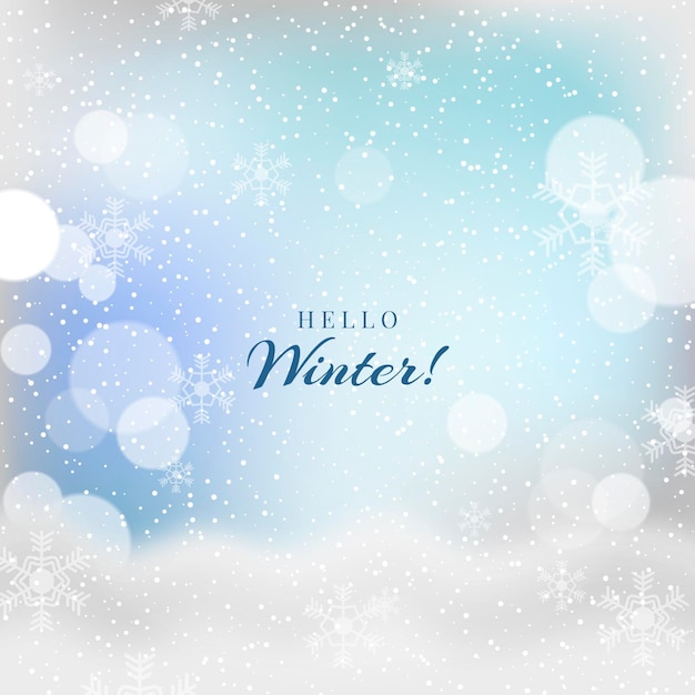 Blurred beautiful hello winter lettering