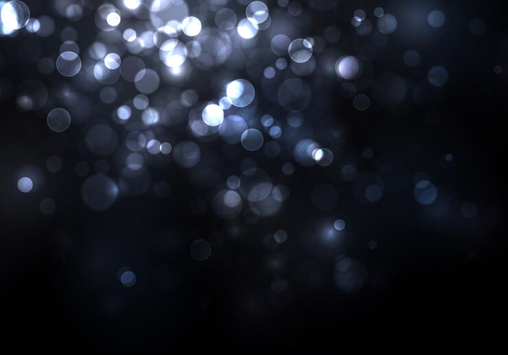 Vector blurred bokeh light on dark blue background. abstract glitter defocused blinking stars and sparks.
