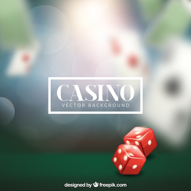 Blurred casino background with two dice