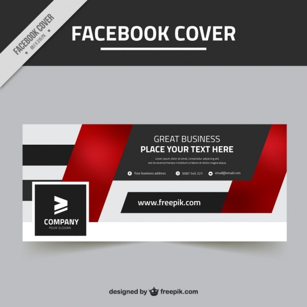 Blurred facebook cover with red shapes