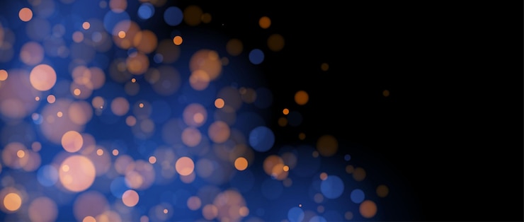 Vector blurred gold bokeh on navy background golden blur light effect wallpaper abstract shiny glitter