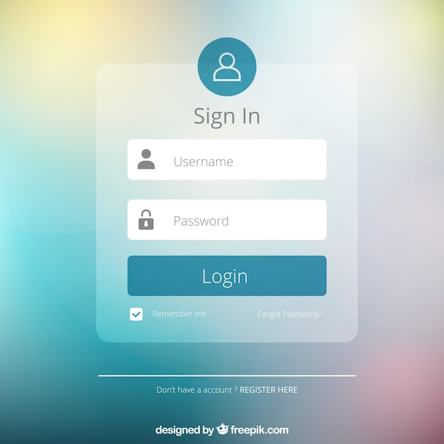 Vector blurred login form design