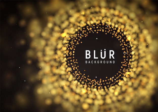 Vector blurred luxury abstract dark background. golden burst particles with blur effect with empty space. vector illustration