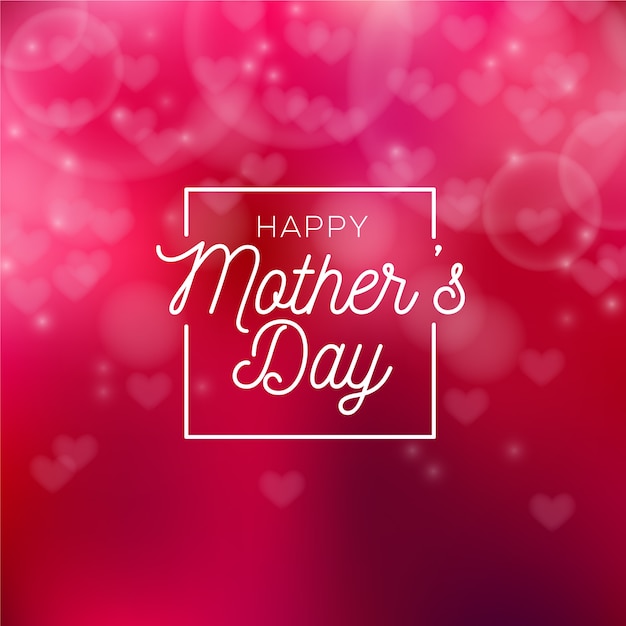 Vector blurred mothers day with hearts