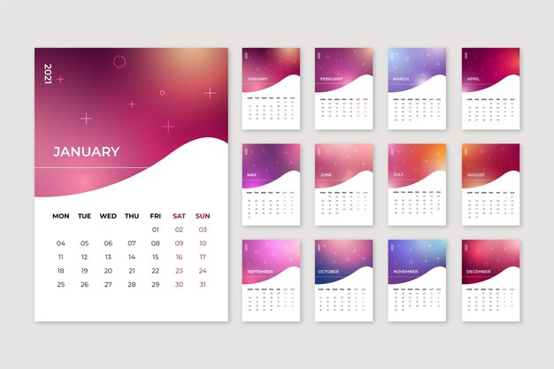 Vector blurred new year 2021 calendar