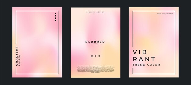 Blurred pinky peach backgrounds set with modern abstract blurred color gradient patterns Smooth templates collection