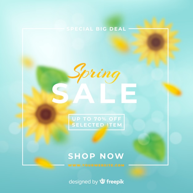 Blurred sunflowers spring sale background