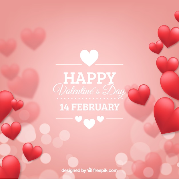 Blurred valentine's day background with hearts