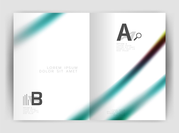 Vector blurred wave line business annual report abstract background business brochure or magazine template