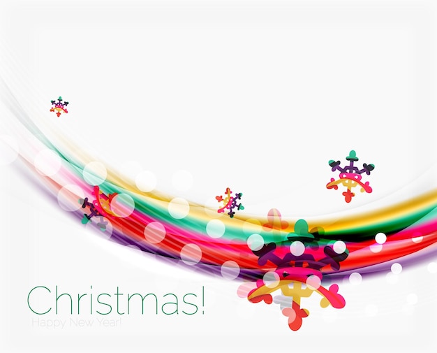 Vector blurred wave line with snowflakes christmas message presentation template