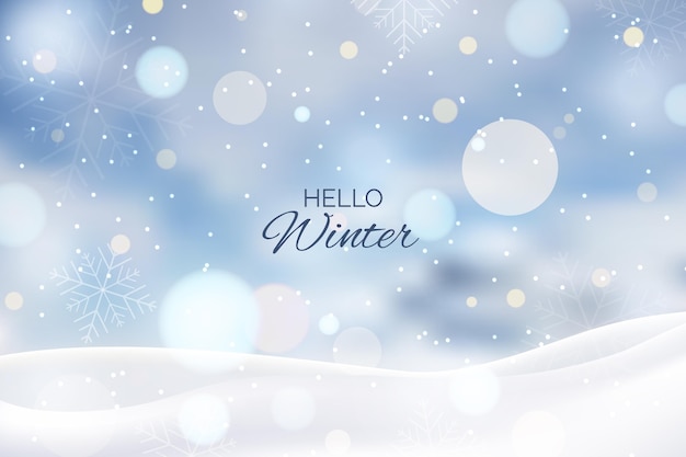 Blurred winter background with greeting