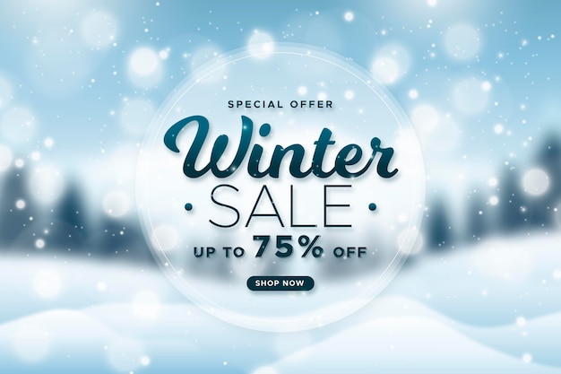 Vector blurred winter sale background