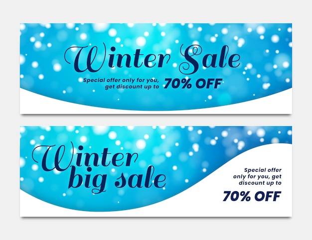 Blurred winter sale banners template