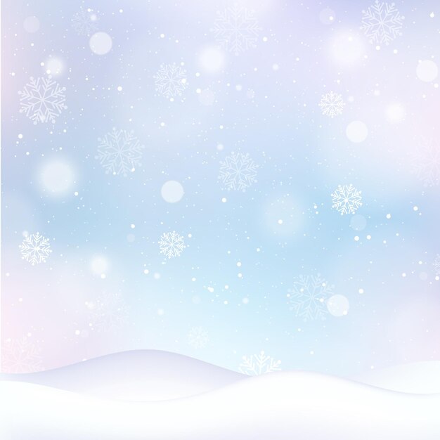 Vector blurred winter wallpaper with snowflakes