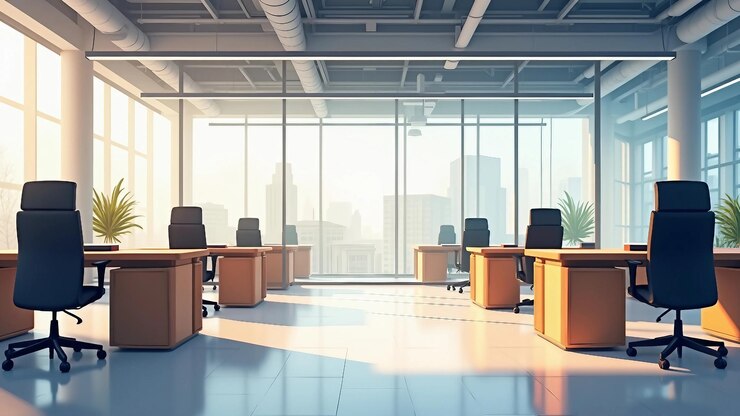 Vector blurry image of a modern office space
