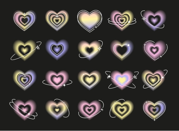 Blurry pink heart aura Trendy y2k style Vector illustration