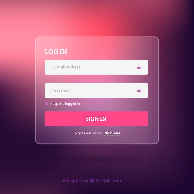 Blurry pink login form