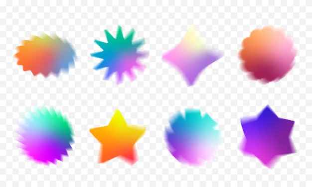 Blurry sun starburst shape set aura effect price offer stars holographic gradient distressed banners