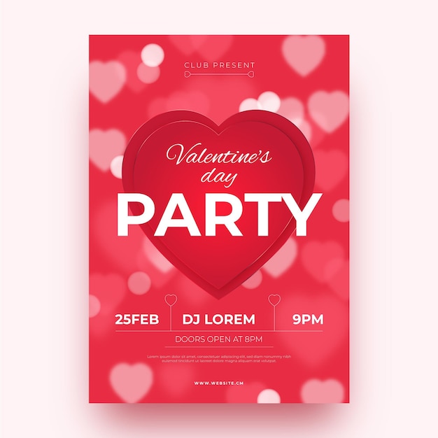 Vector blurry valentine's day party poster template