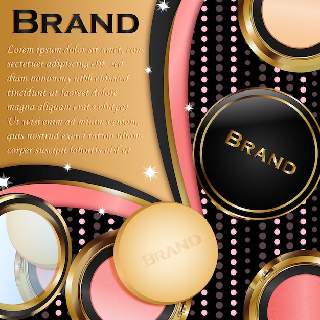 Blush Face Powder Chic Promotion Template met zwart goud en roze accenten