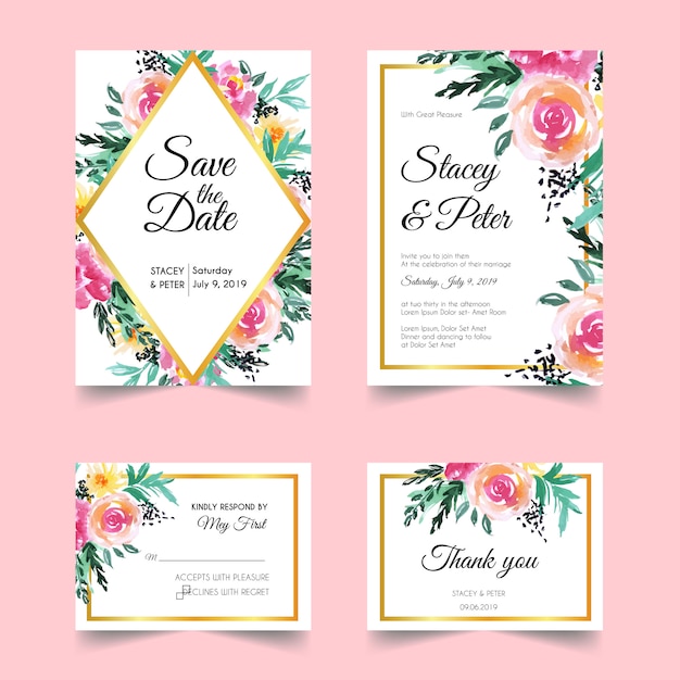 Blush floral wedding invitation