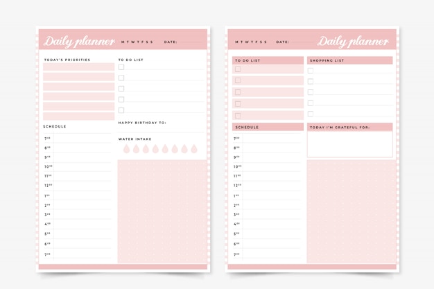 Vettore blush planner templates