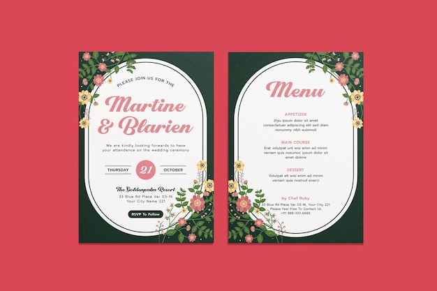 Vector blushtism wedding invitation template