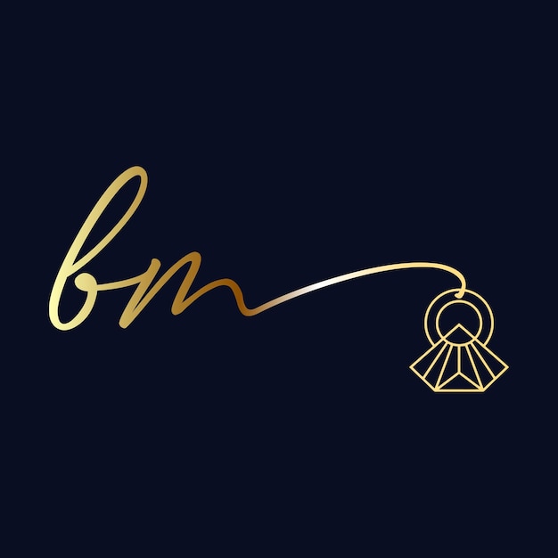 BM eerste logo bruiloft handschrift sieraden logo vector sjabloon