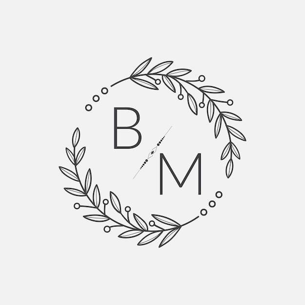 BM initiële monogram bruiloft met creatieve cirkellijn