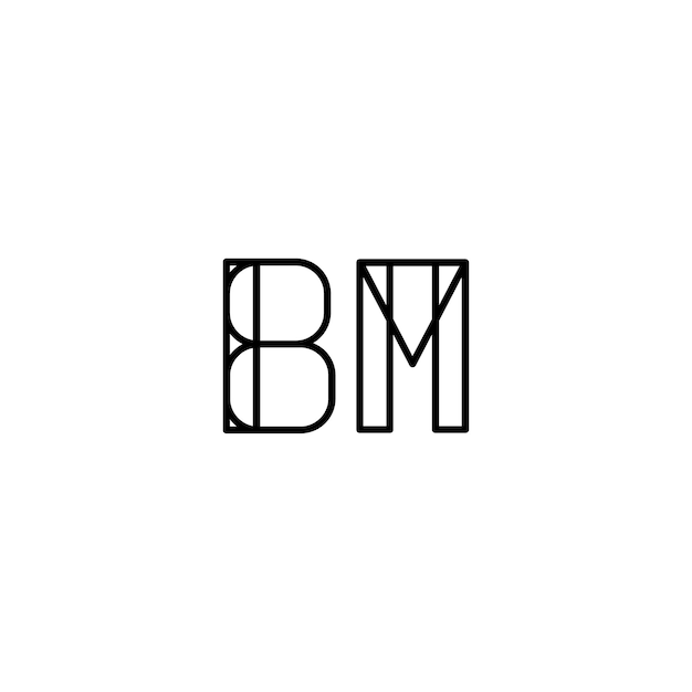 Вектор bm monogram logo дизайн буква текст имя символ монохромный логотип алфавит символ простой логотип