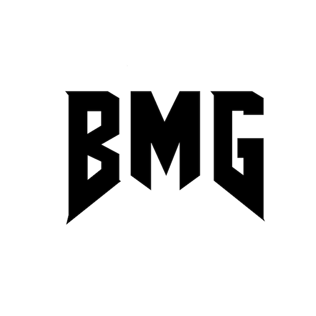 ロゴデザイン 黒と白の色の組み合わせ BMG ロゴ ベクトル BMG アイコン BMG アルファベット BMG タイポグラフィー ロゴデザイン