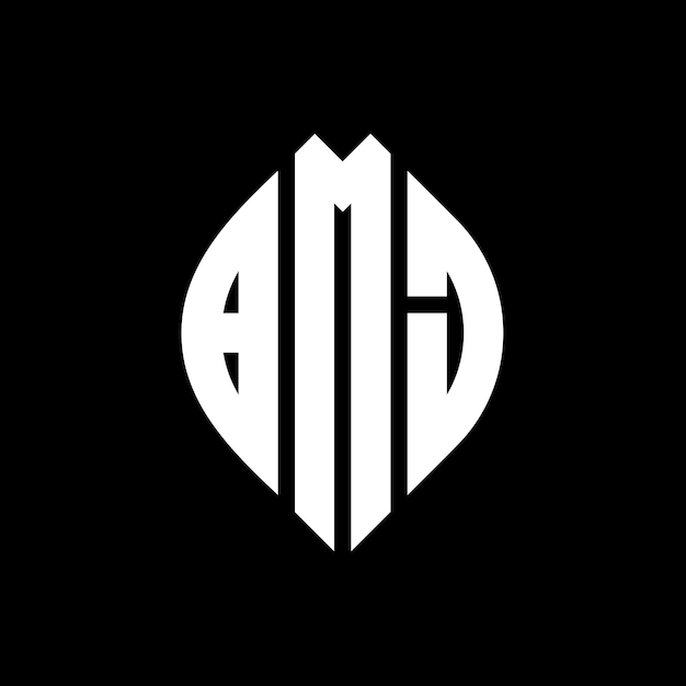 bmj circle letter logo design with circle and ellipse shape bmj ellipse letters with typographic style the three initials form a circle logo bmj circle emblem abstract monogram letter mark vector